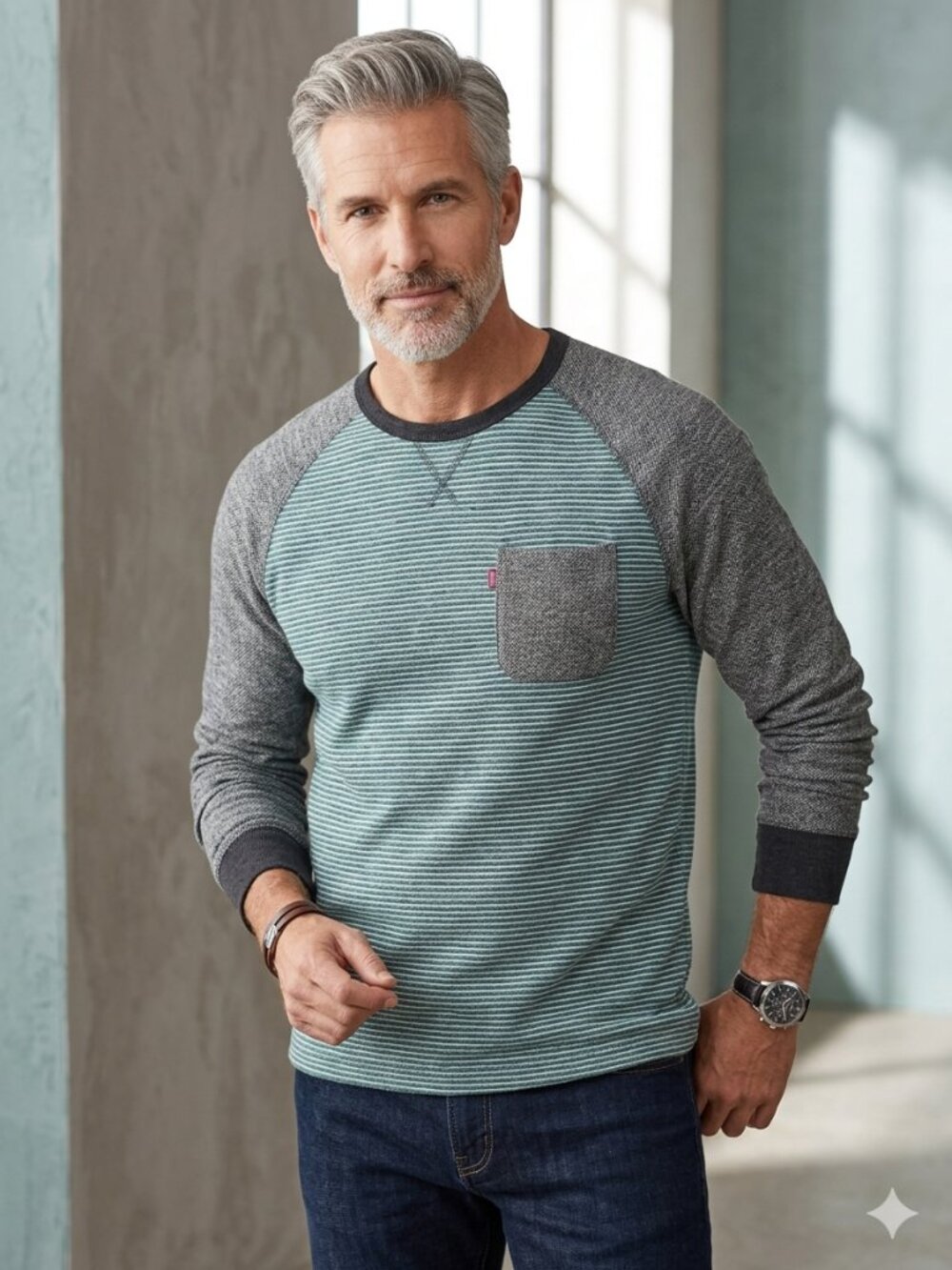 Levi's Men's Lightweight Striped Cotton Blend Crewneck Sweater